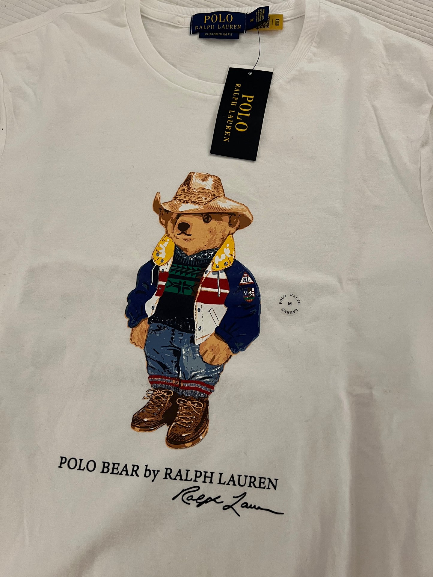 [폴로 랄프로렌 Polo Ralph Lauren] S/S 남자 폴로베어 반팔 티셔츠; 화이트 미디엄