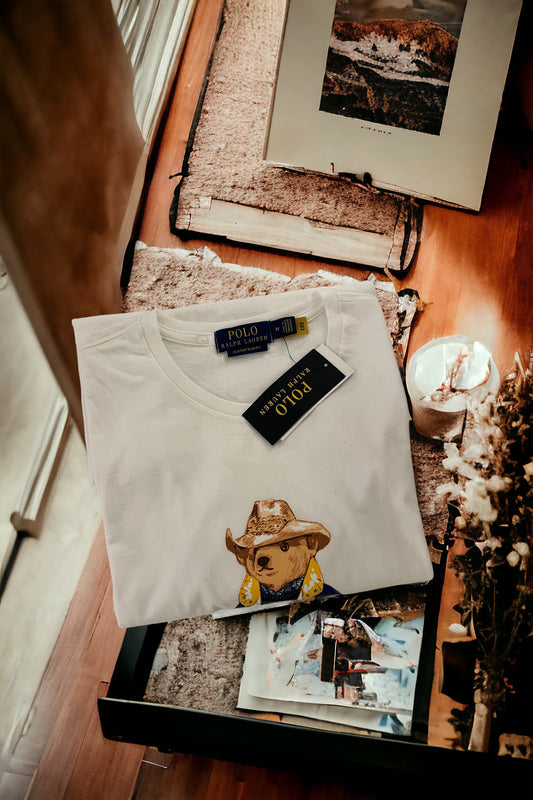 [폴로 랄프로렌 Polo Ralph Lauren] S/S 남자 폴로베어 반팔 티셔츠; 화이트 미디엄